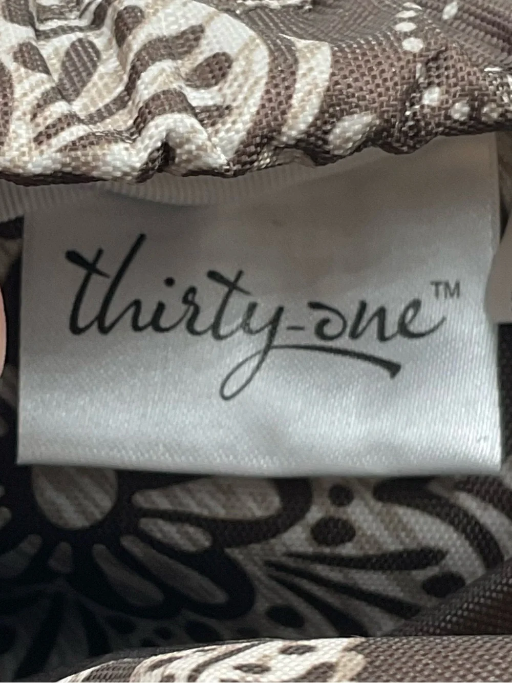 Thirty-One Brown Woodblock Floral Curling Flat Iron Case